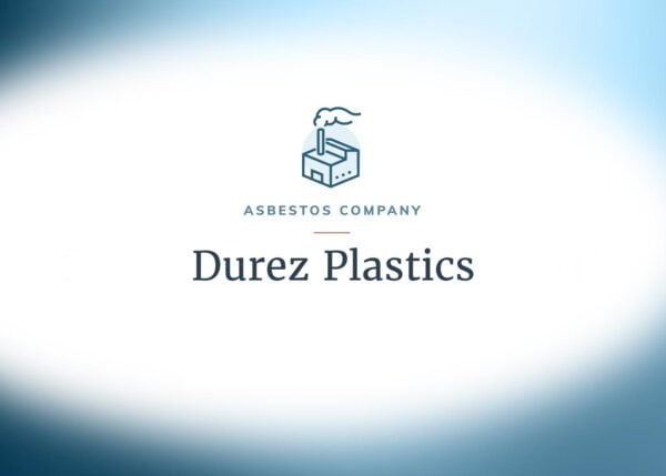 Logo of an factory with the asbestos company name Durez Plastics under it