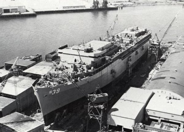 USS Emory S. Land under construction at Lockheed Shipbuilding and Construction Company